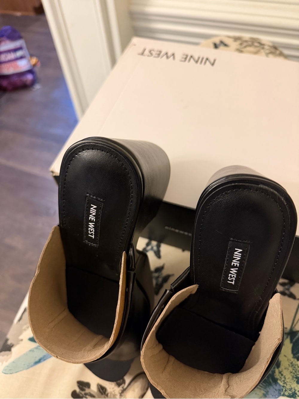Nine West Olley  Black Platform Mule Sandals - Picture 4 of 7